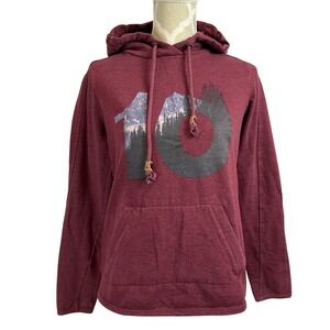 TENTREE Hoodie Sweatshirt Womens S Logo Graphic Mountain Logo Dark Red Organic